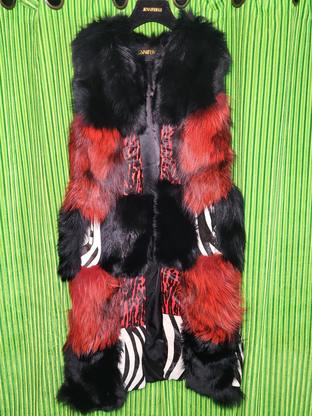 Black & Red Faux Fur Vest